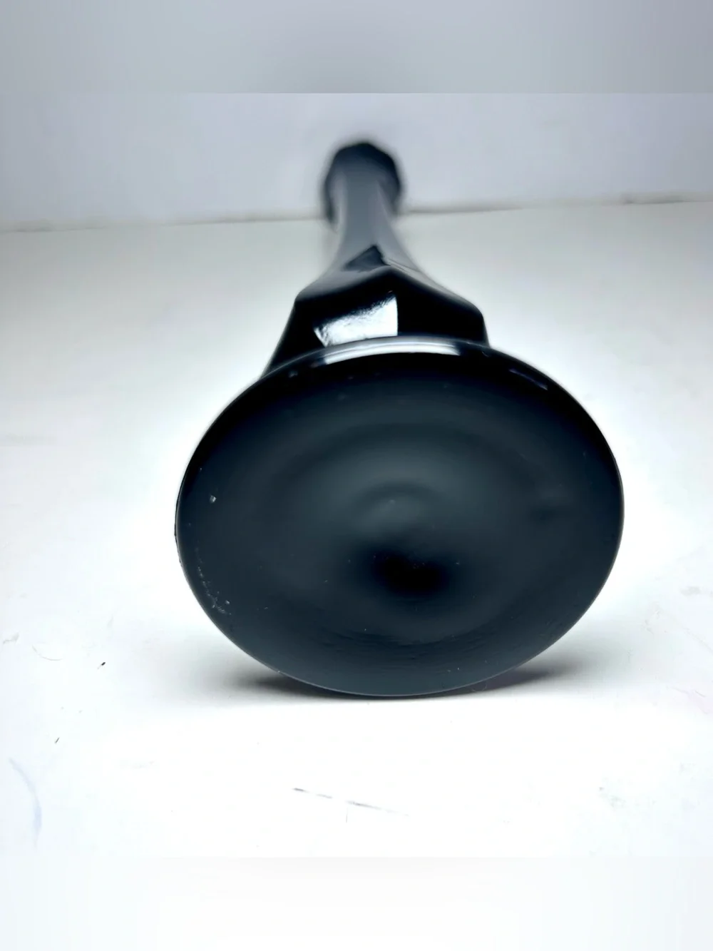 Fenton Black Glass Swung Bud Vase 8” MCM